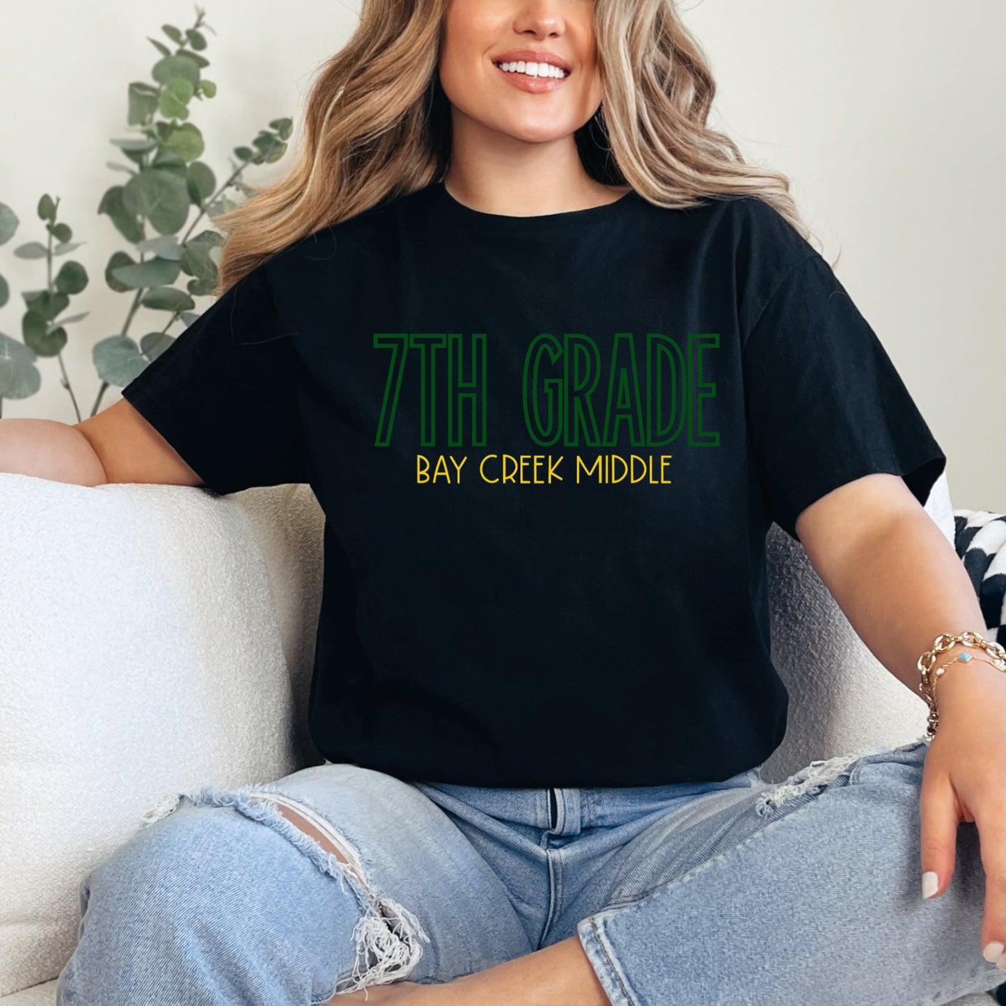 Bay Creek Middle 7th Grade Tee on Gildan Softstyle Black