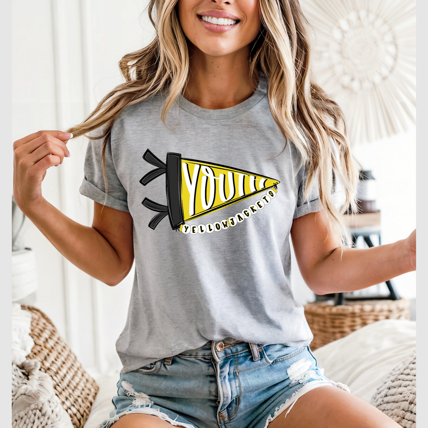 Youth Elementary Pennant Flag on Gildan Softstyle Sport Gray