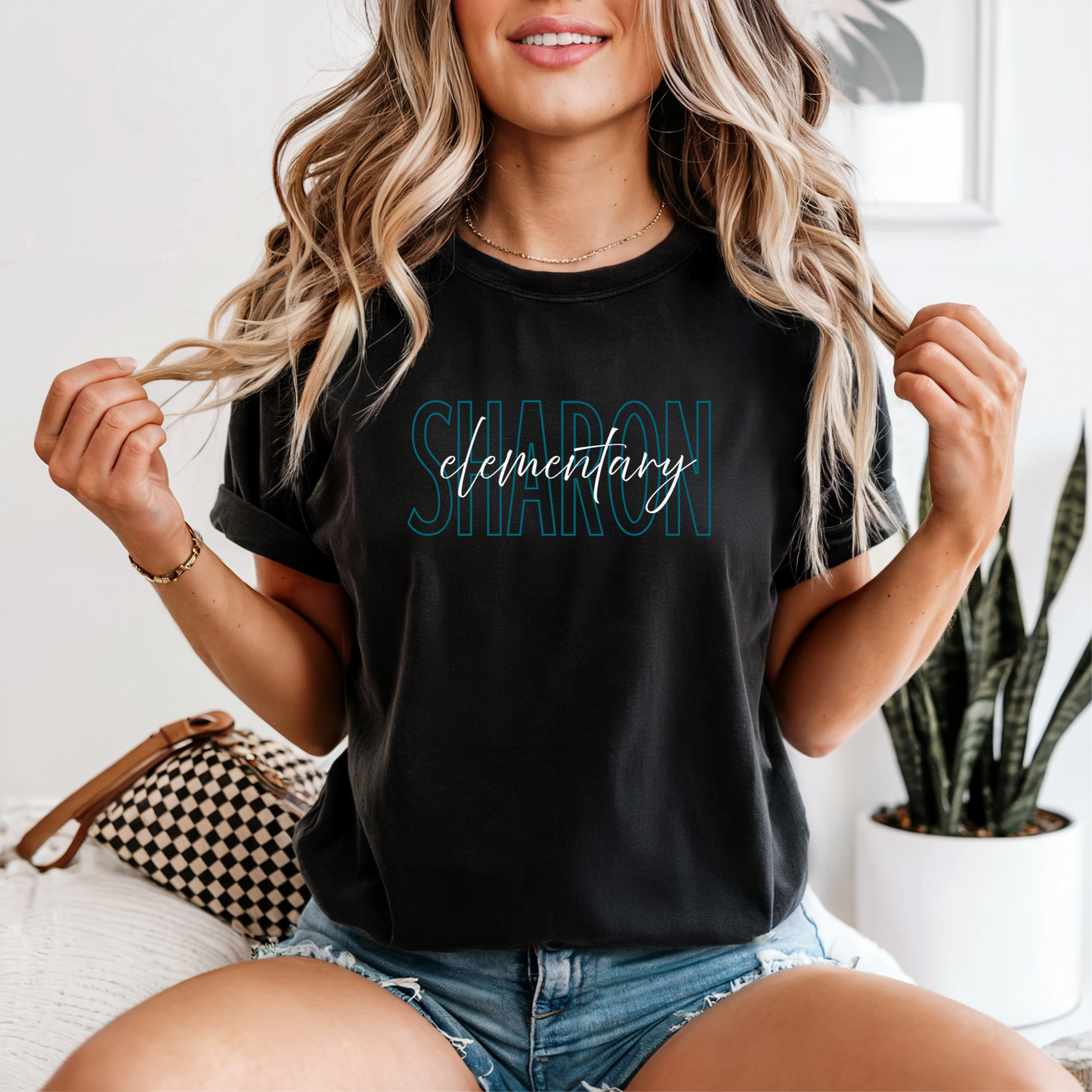 Sharon Elementary Stacked Script Tee