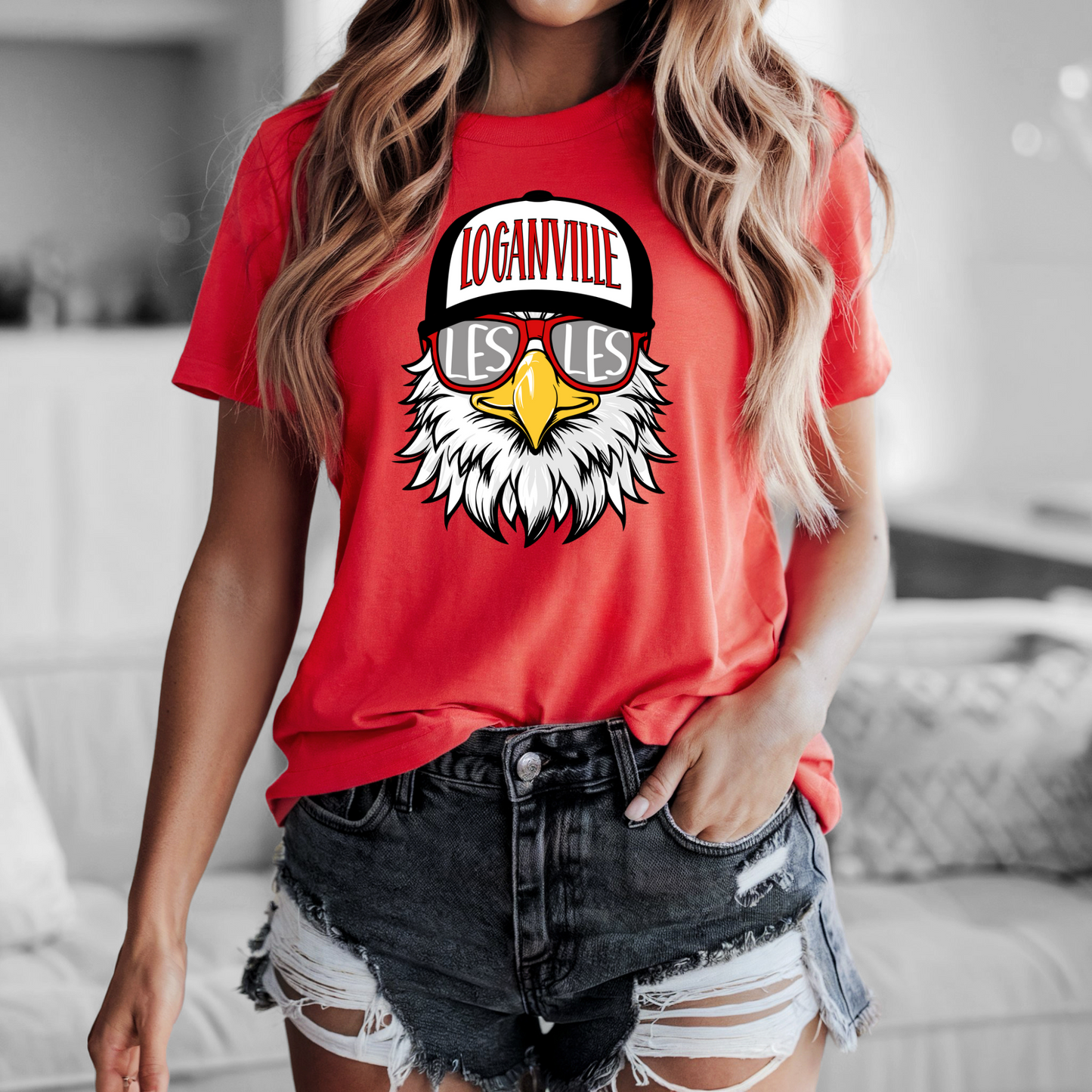 LES Eagles Tee on Bella+Canvas Red