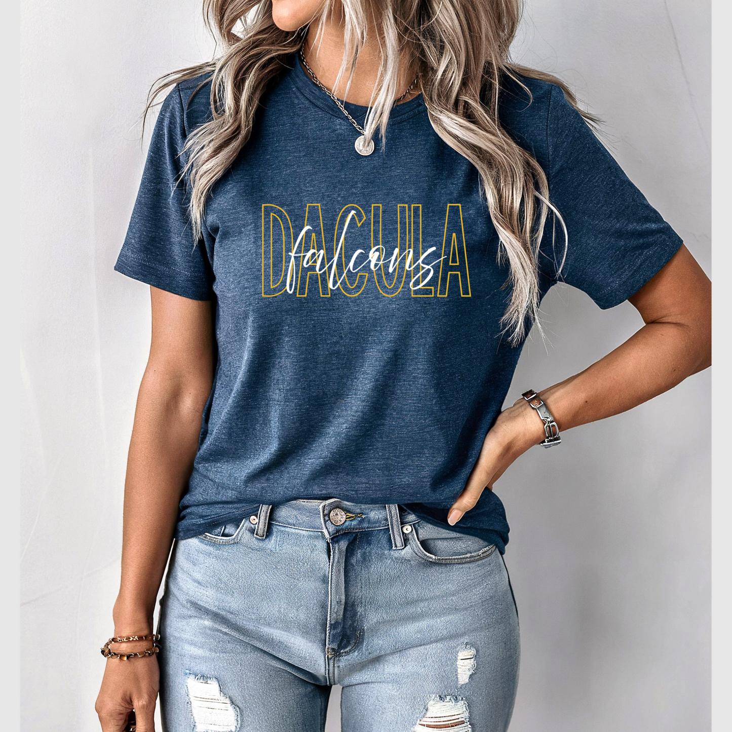 Dacula Falcons Stacked Script Tee