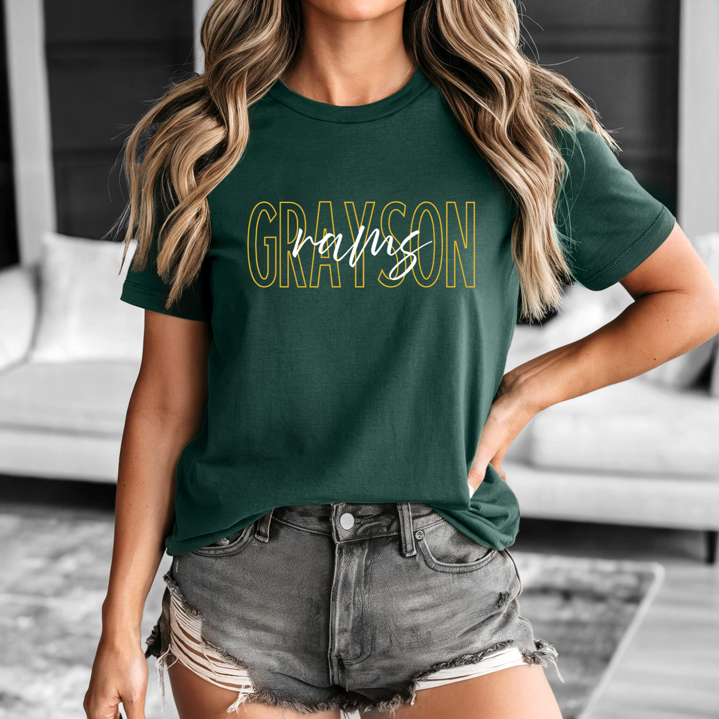 Grayson Rams Stacked Script Tee
