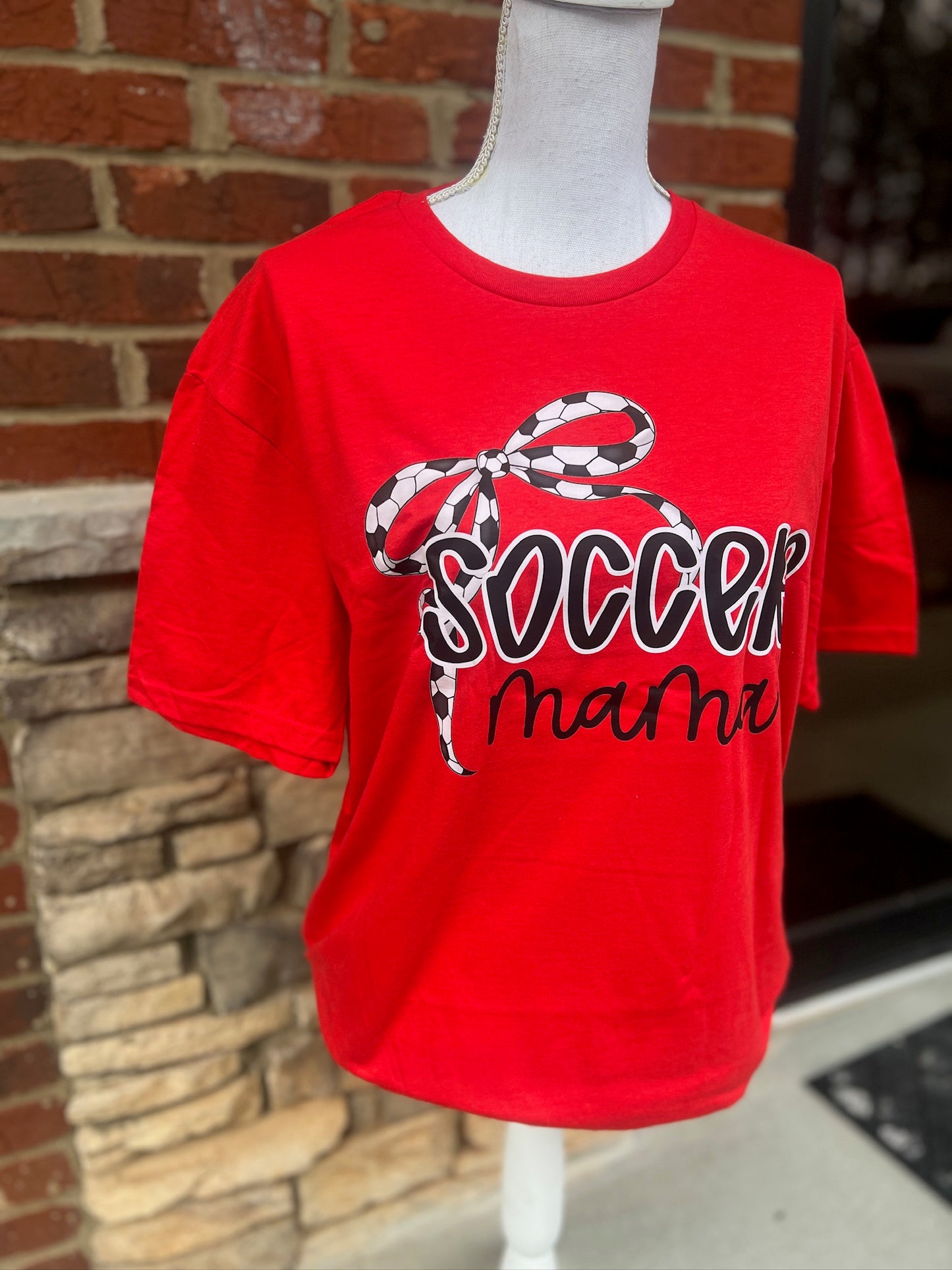 Custom Soccer Mom Thin Bow Tees on Gildan Softstyle