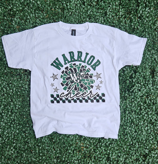 Warrior Cheer Pom Pom on Gildan Softstyle White