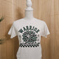 Warrior Cheer Pom Pom on Gildan Softstyle White