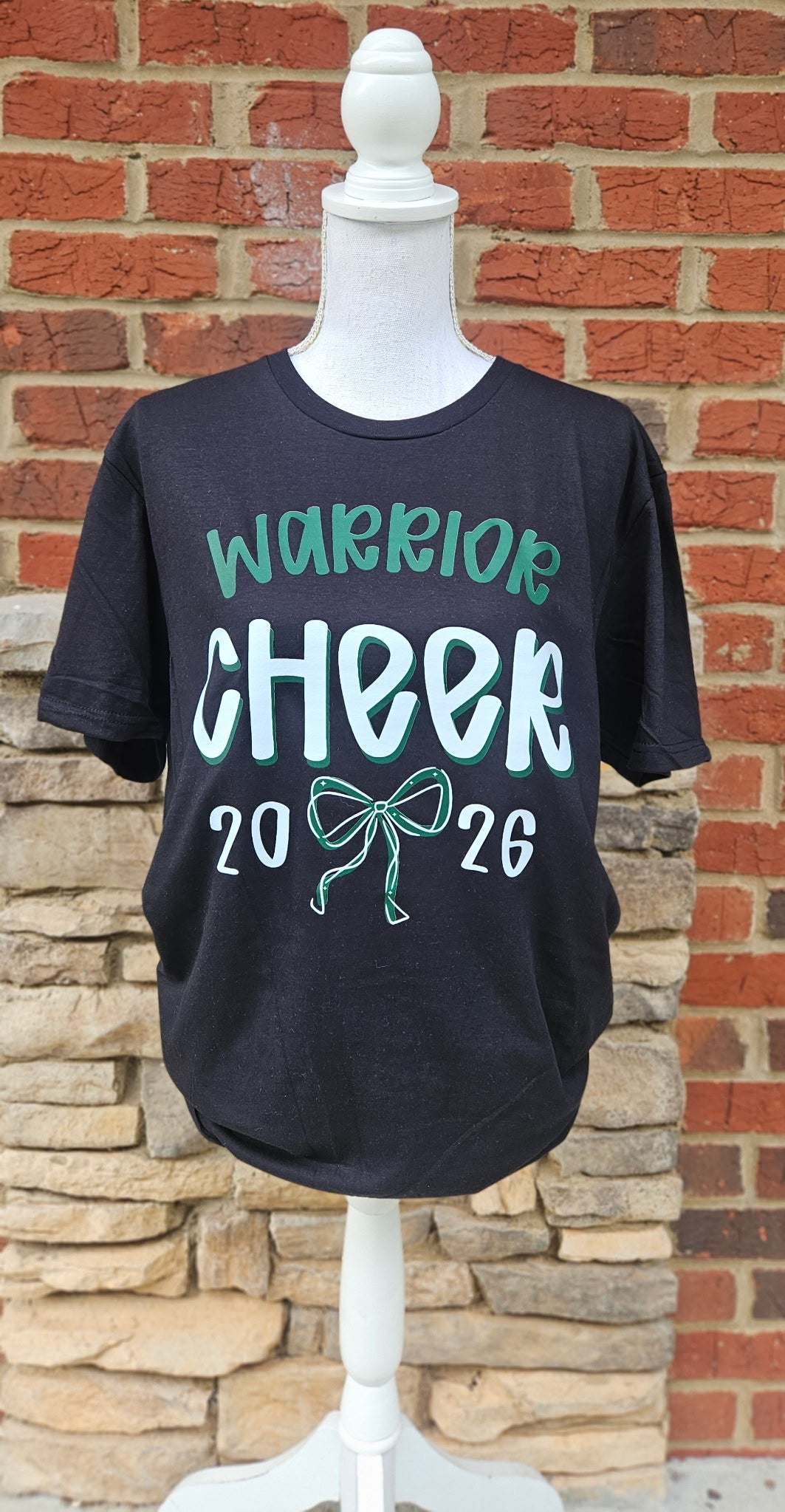 Warrior Cheer 2026 Bow on Gildan Softstyle Black