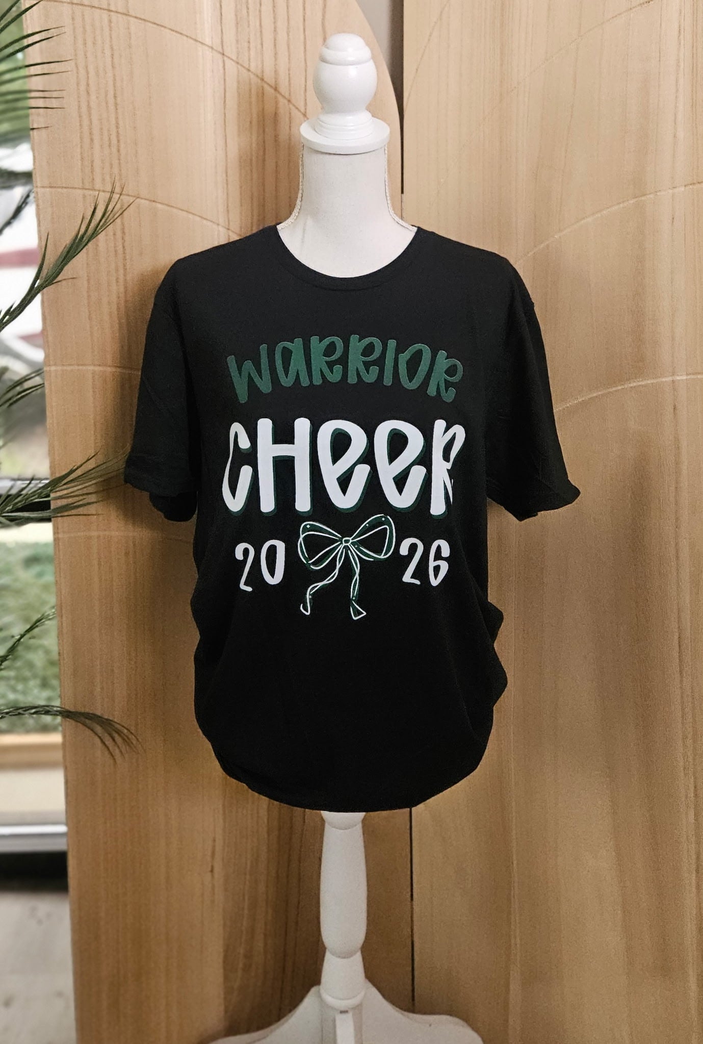 Warrior Cheer 2026 Bow on Gildan Softstyle Black