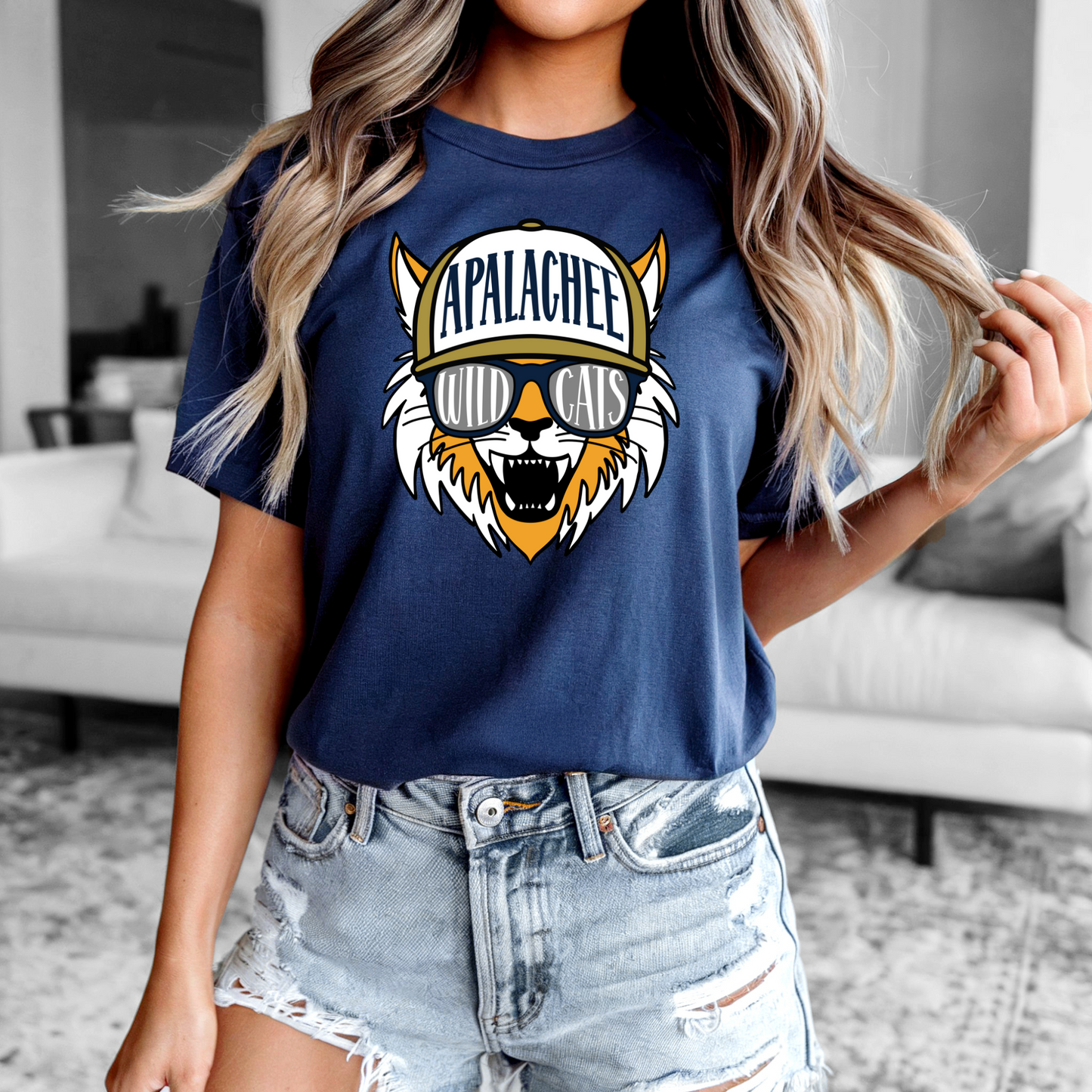 Apalachee Wildcats Tee on Bella+Canvas Navy