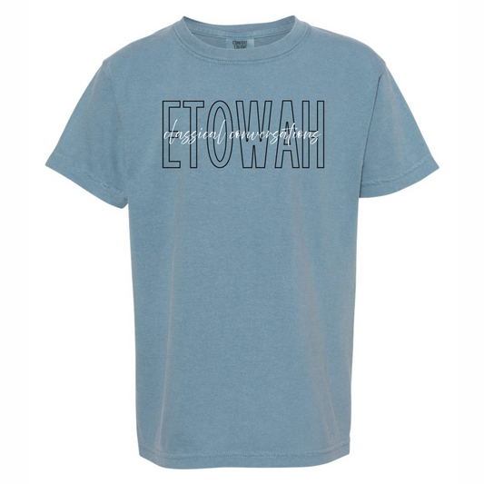 ETOWAH 2025:Outline Text with Script Overlay Tee