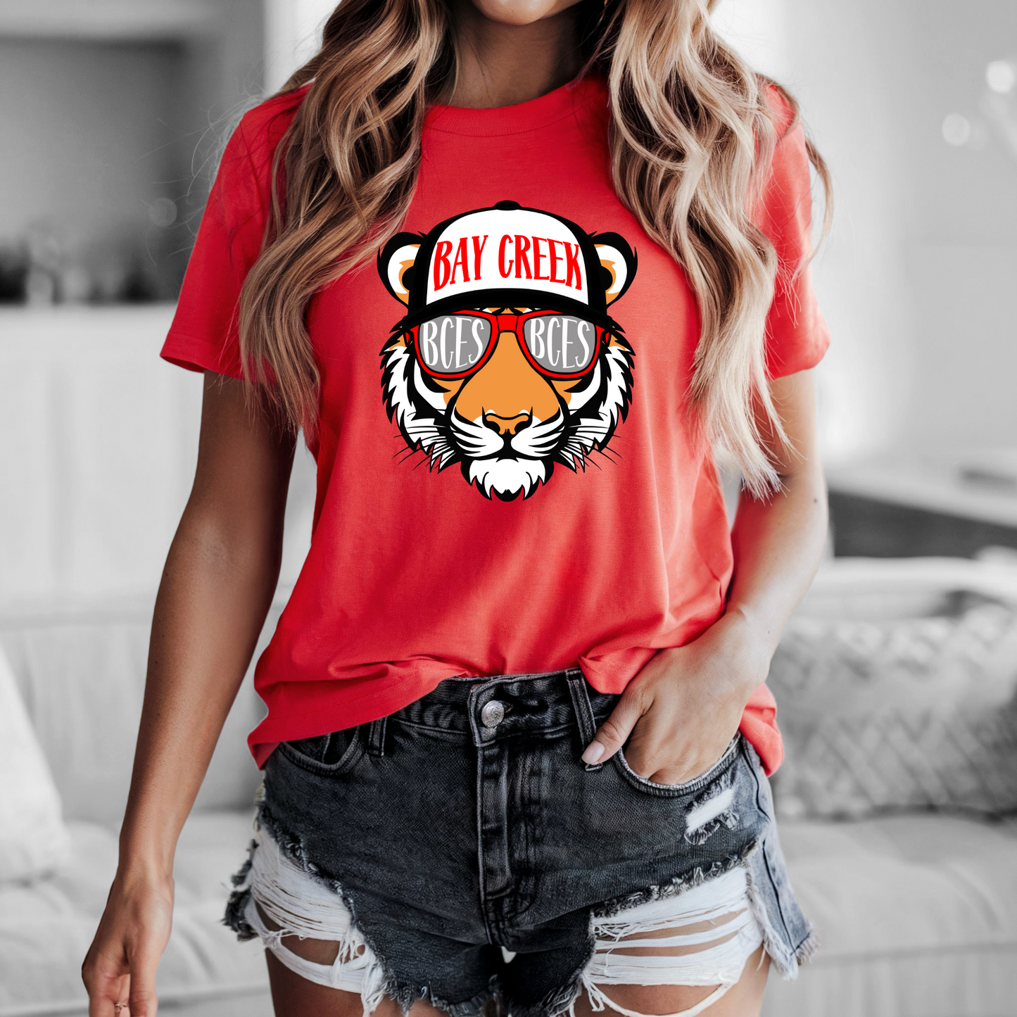 Bay Creek Tigers Tee on Bella+Canvas Red