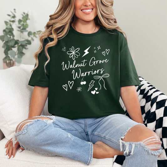 Preppy Script Mascot Tees: Walnut Grove Warriors on Gildan Sofstyle