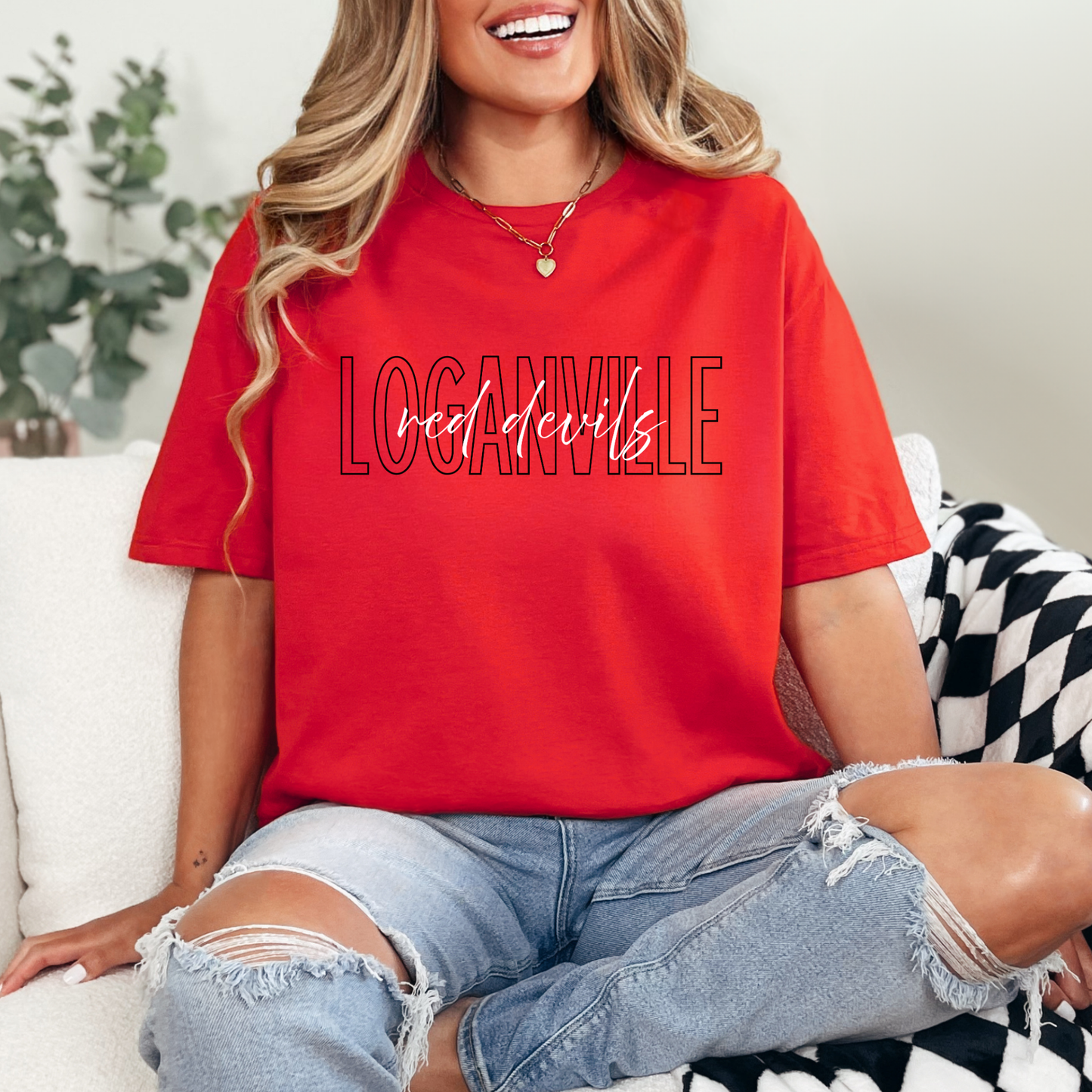 LOGANVILLE MIDDLE: Loganville Stacked Script Red Devils - closing July 17