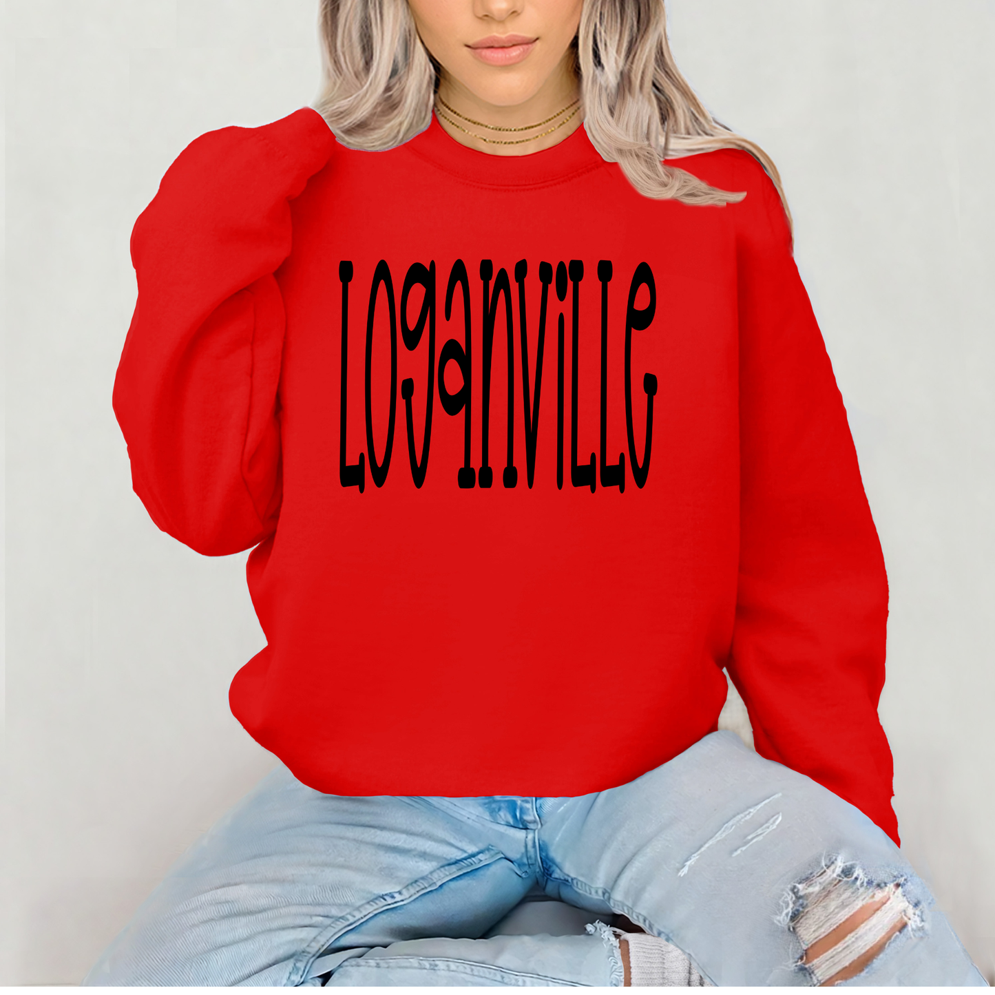 Oversized Mascot : Loganville on Gildan Red OR Black