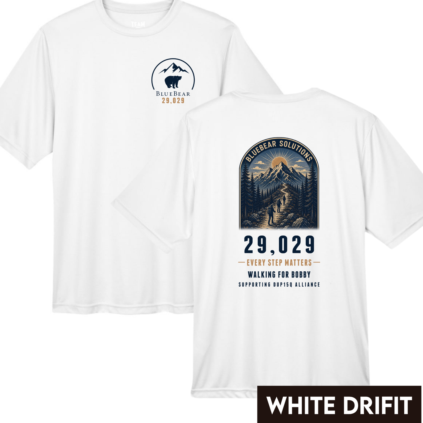 29,029 Feet for Bobby - Design 2 - Walking for Bobby Mountain Trail Tee Arch