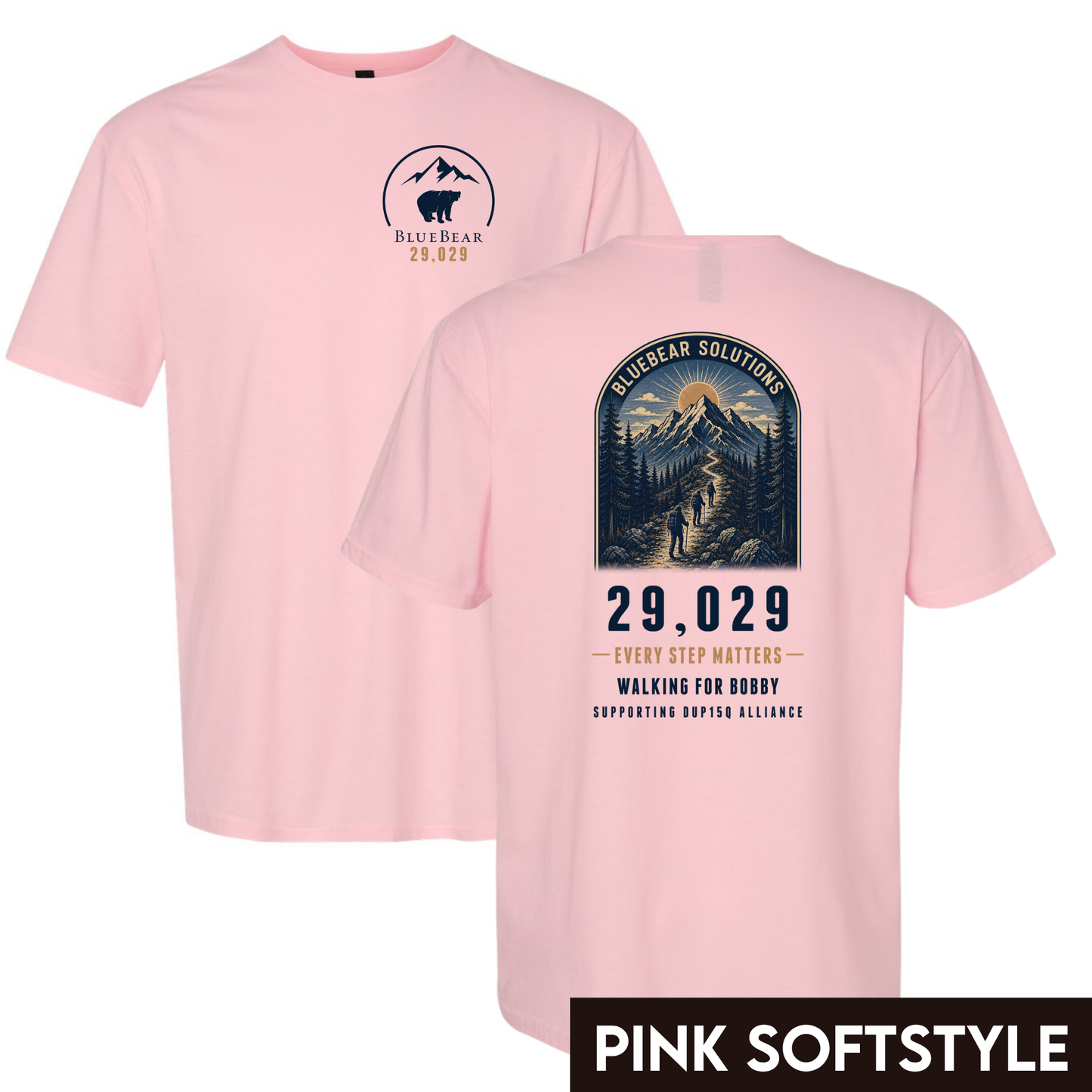 29,029 Feet for Bobby - Design 2 - Walking for Bobby Mountain Trail Tee Arch