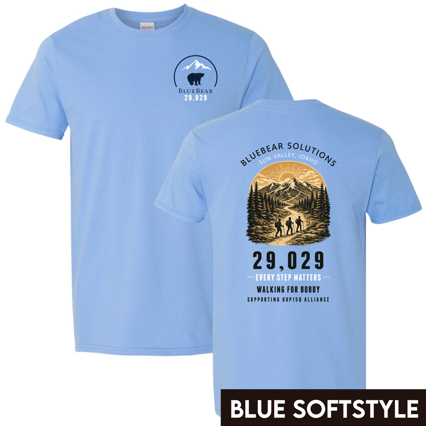 29,029 Feet for Bobby - Design 3 - Walking Together for Bobby Mountain Hikers Tee Sun Valley Idaho
