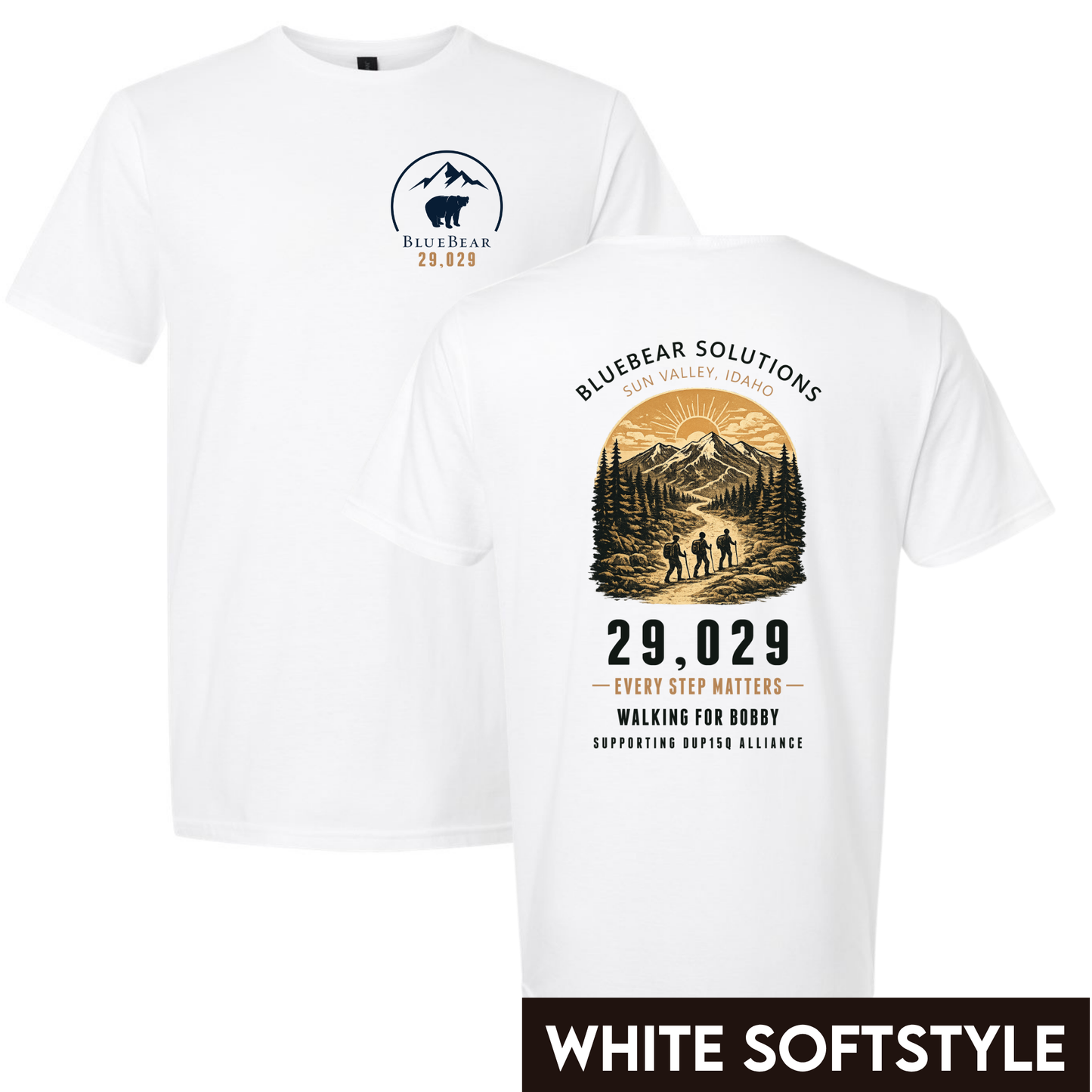 29,029 Feet for Bobby - Design 3 - Walking Together for Bobby Mountain Hikers Tee Sun Valley Idaho