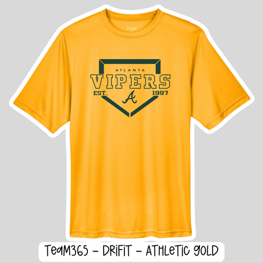 ATL VIPERS: DRIFIT Athletic Gold Tshirts