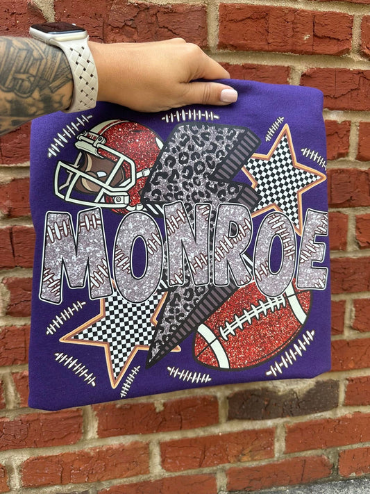 MONROE Football On Purple