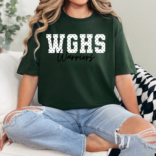 Polkadot WGHS Warriors on Gildan Softstyle Forest