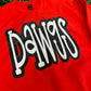 Oversized Mascot : DAWGS (White with Black Outline) on Gildan Red