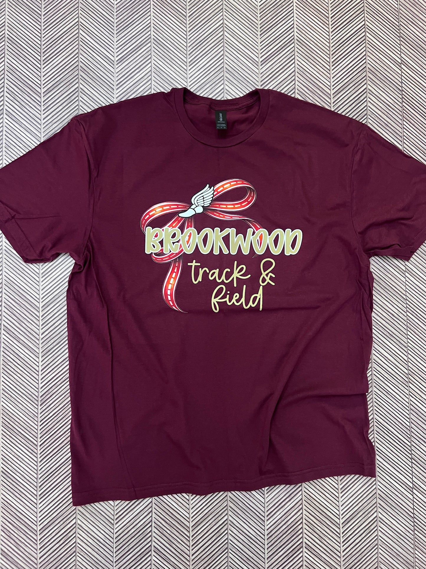 Custom Track and Field Thin Bow Tees on Gildan Softstyle