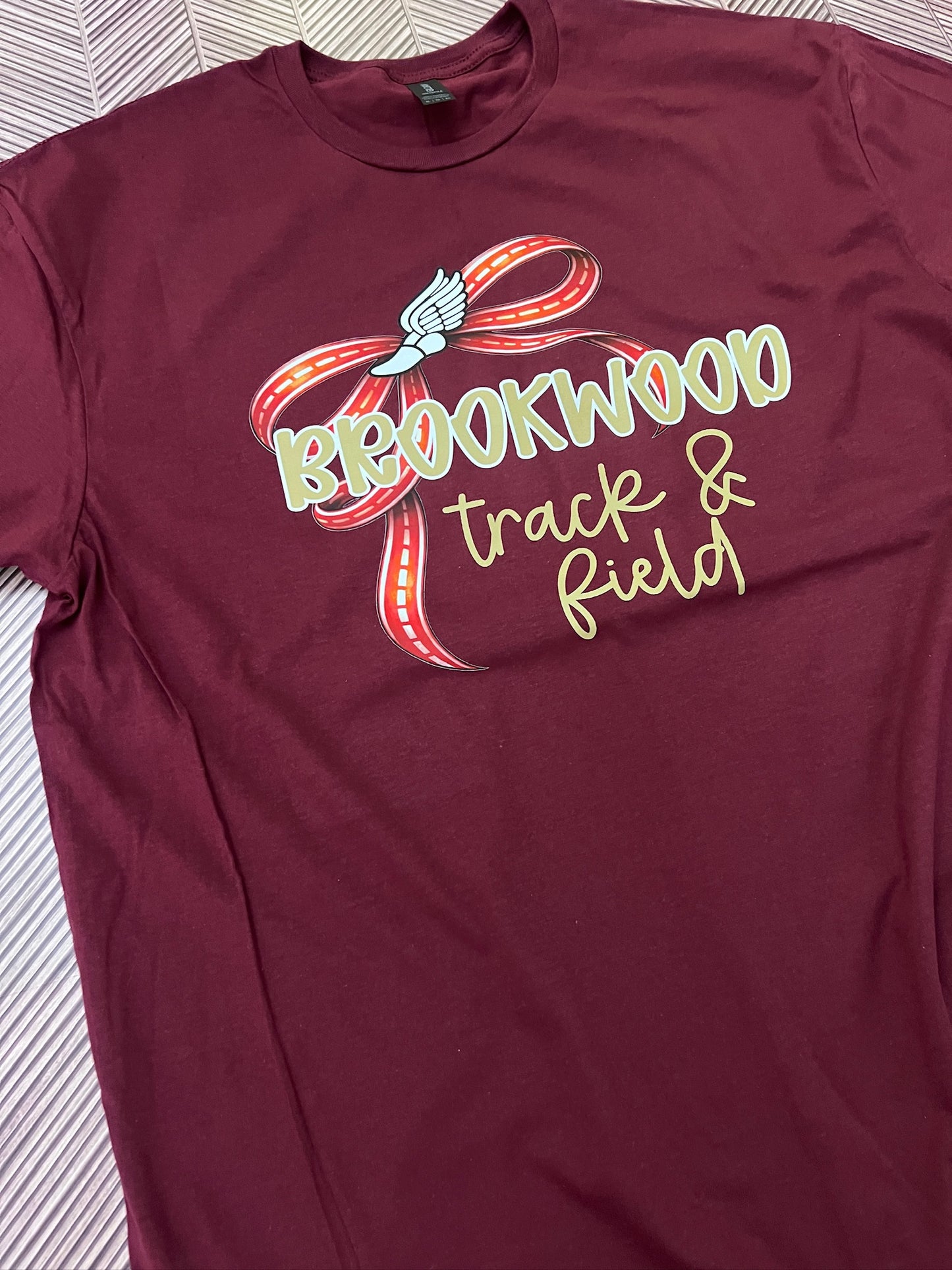 Custom Track and Field Thin Bow Tees on Gildan Softstyle