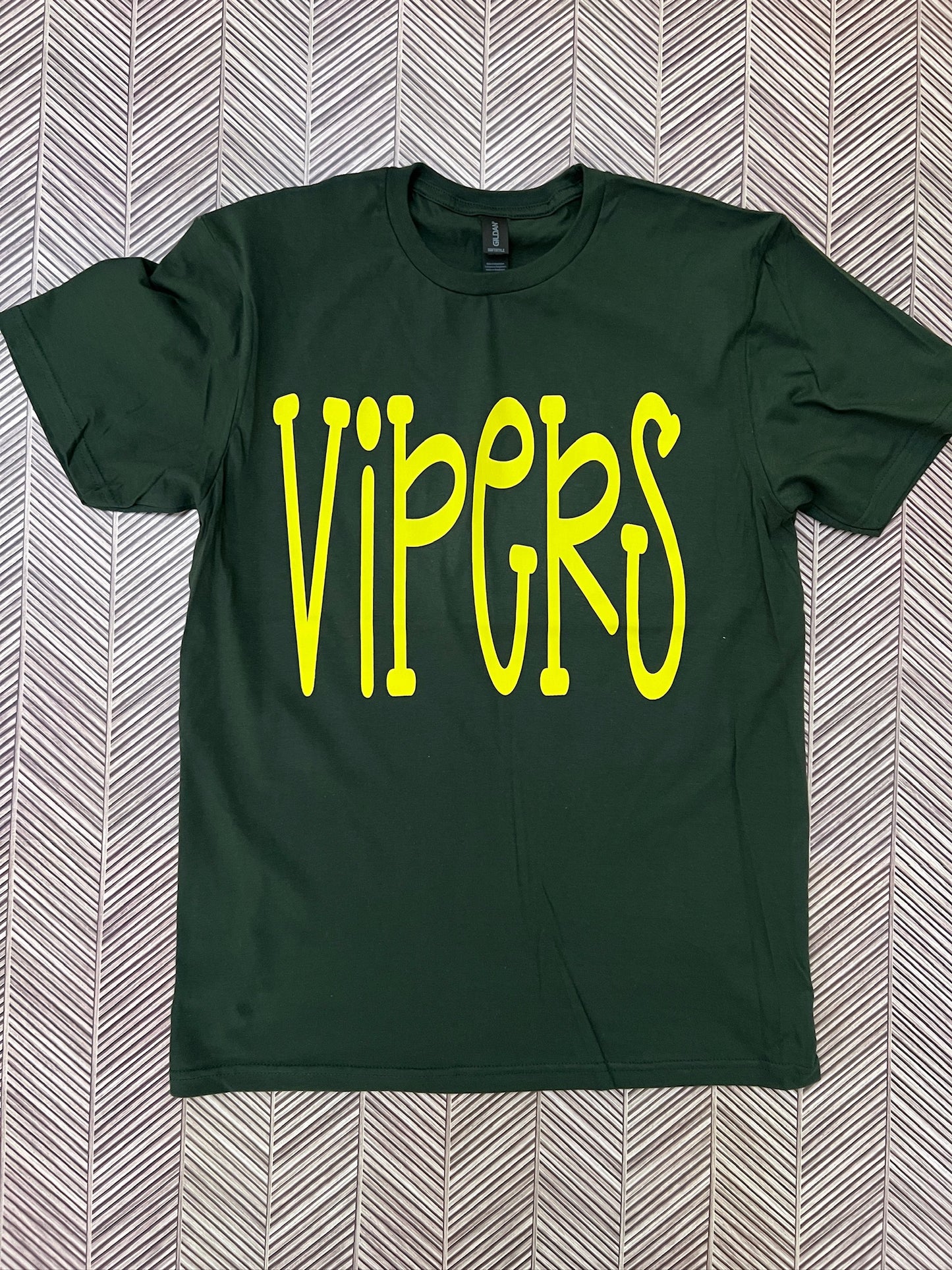 Oversized Mascot : Yellow Gold Vipers on Forest Green Sweatshirt
