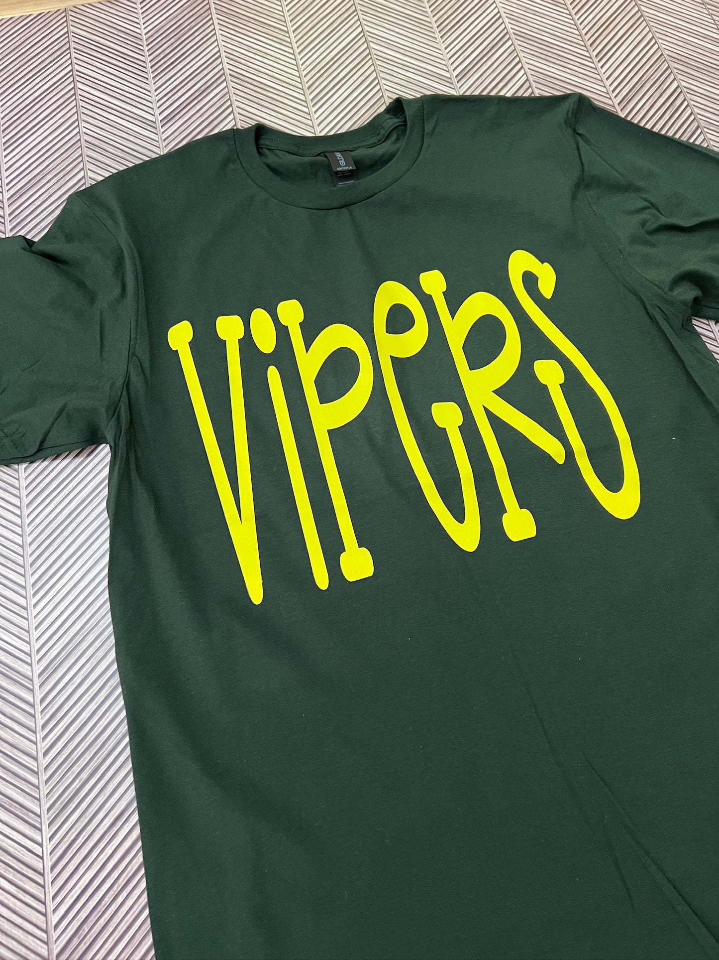 Oversized Mascot : Yellow Gold Vipers on Forest Green Sweatshirt