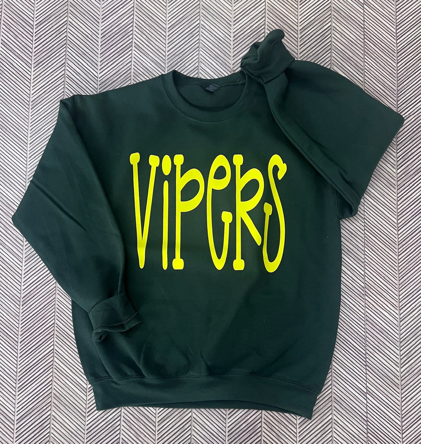 Oversized Mascot : Yellow Gold Vipers on Forest Green Sweatshirt