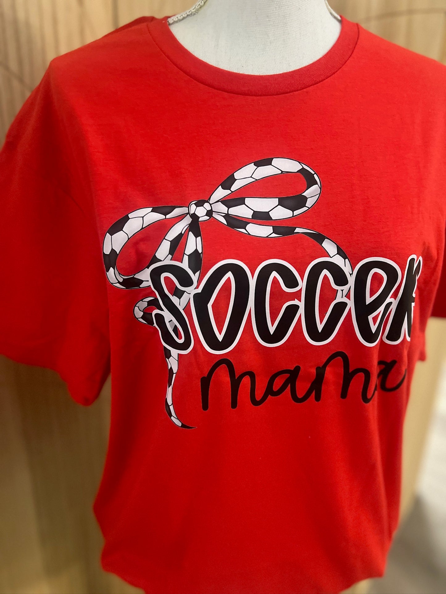 Custom Soccer Mom Thin Bow Tees on Gildan Softstyle