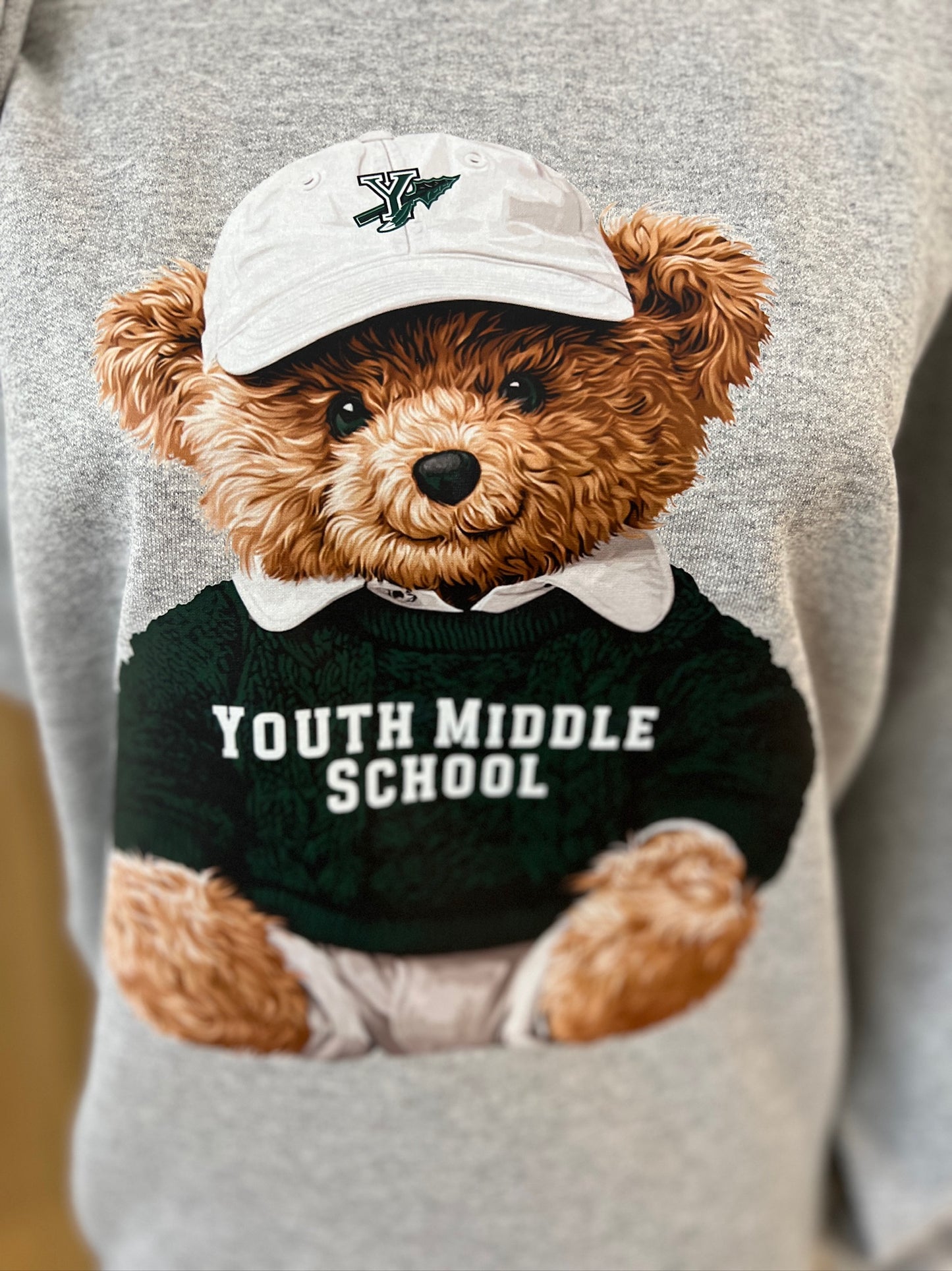 Teddy Bear School Spirit (Youth Middle) on Sport Gray