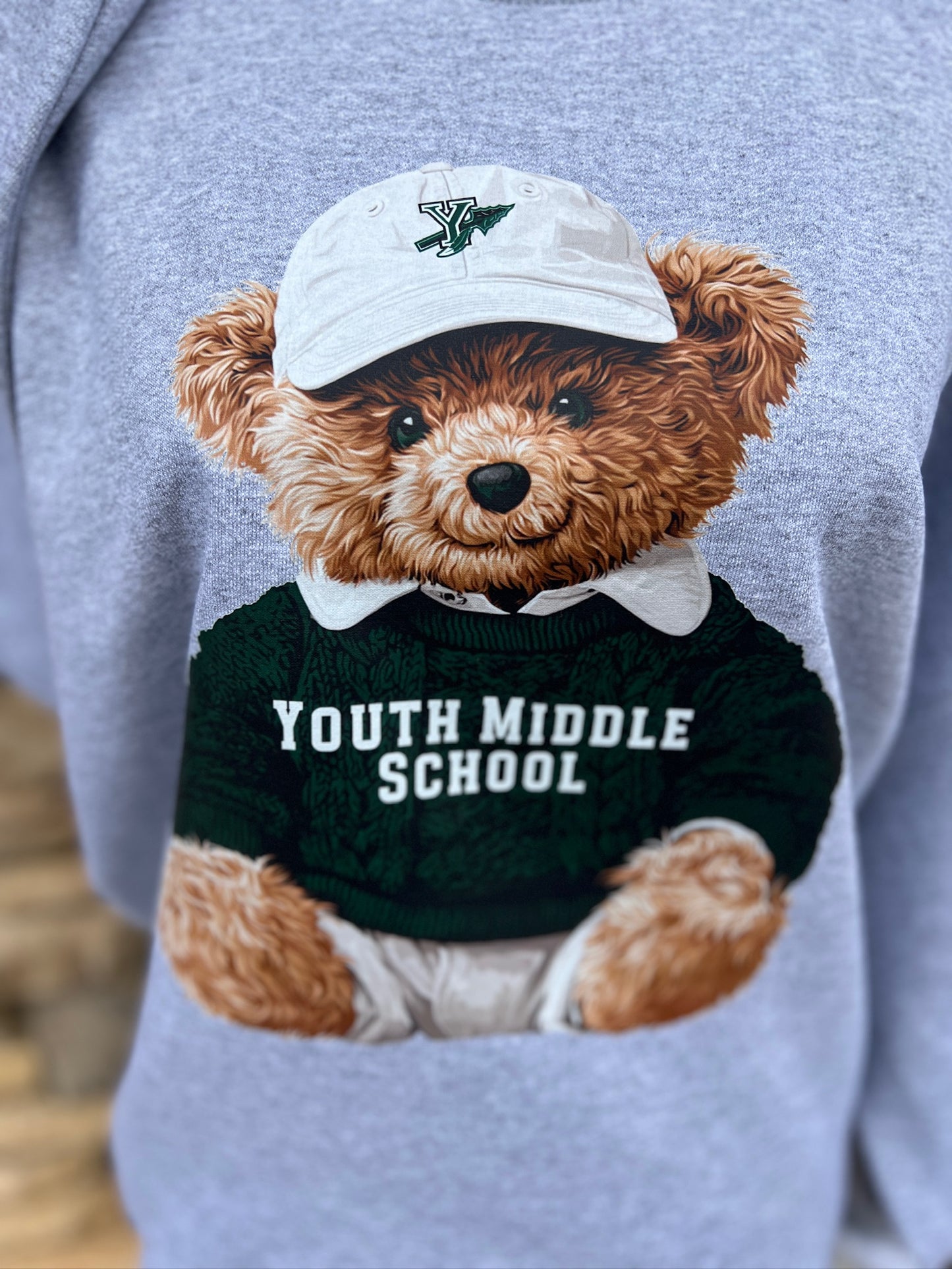 Teddy Bear School Spirit (Youth Middle) on Sport Gray