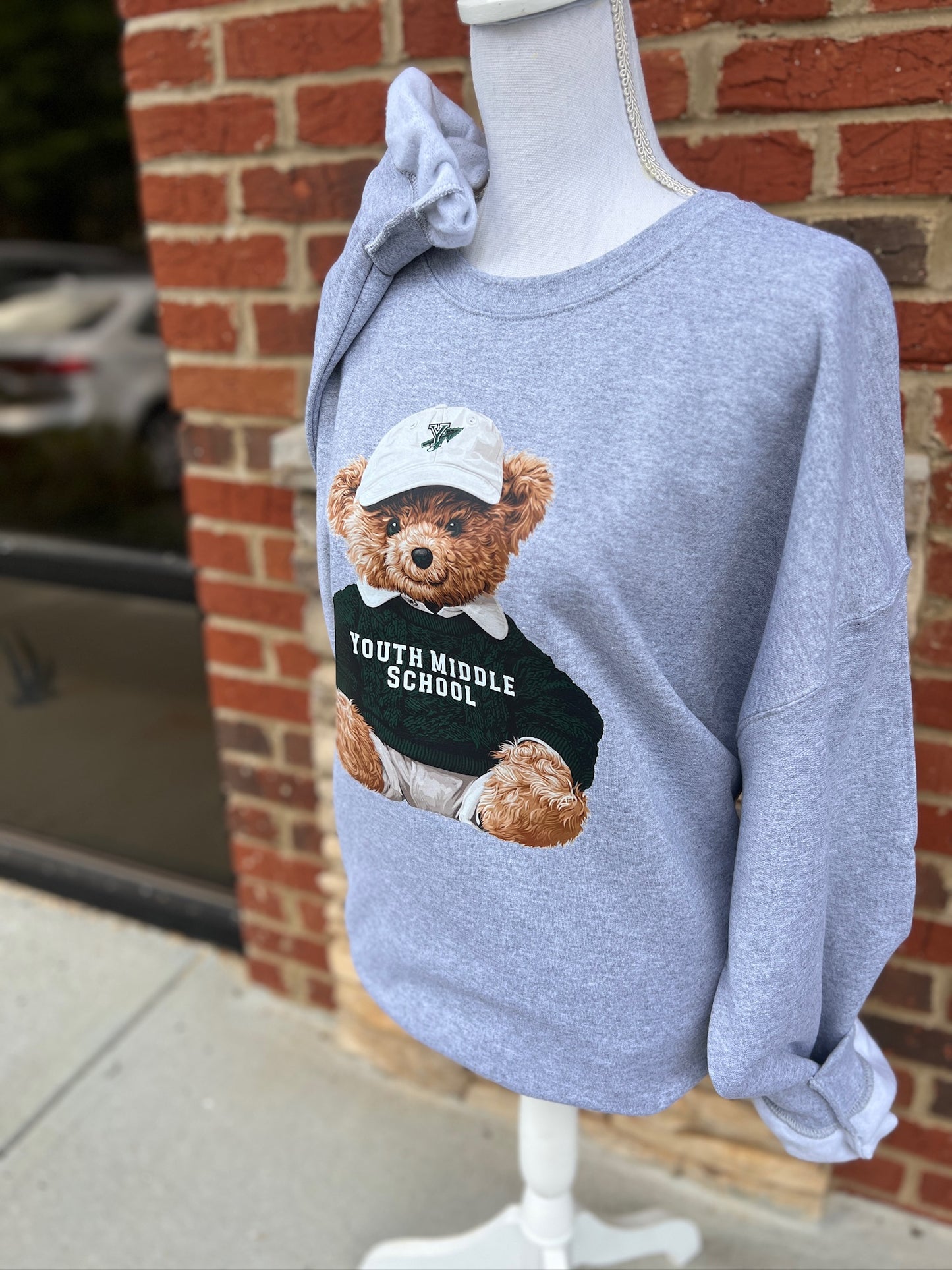 Teddy Bear School Spirit (Youth Middle) on Sport Gray