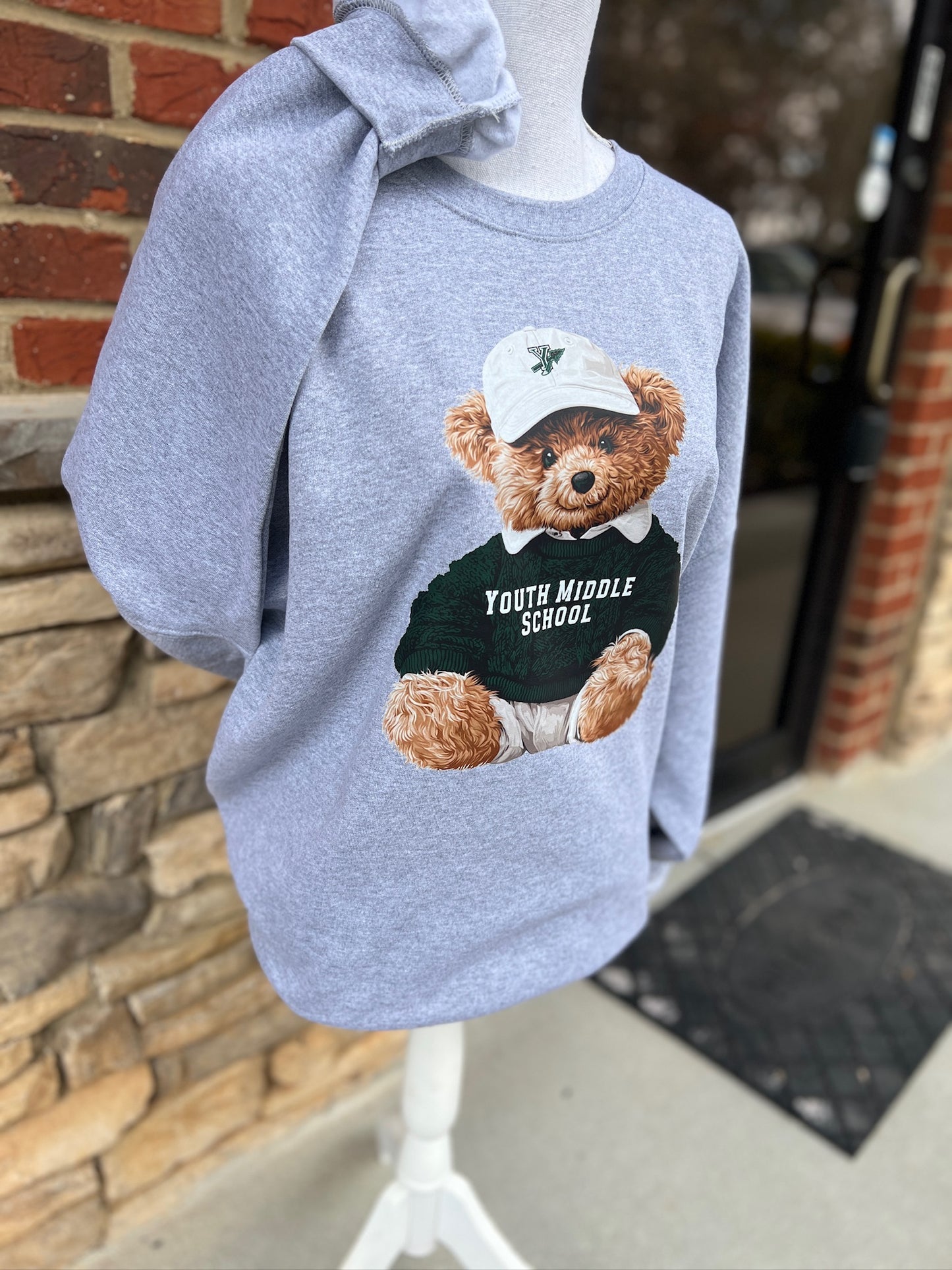 Teddy Bear School Spirit (Youth Middle) on Sport Gray