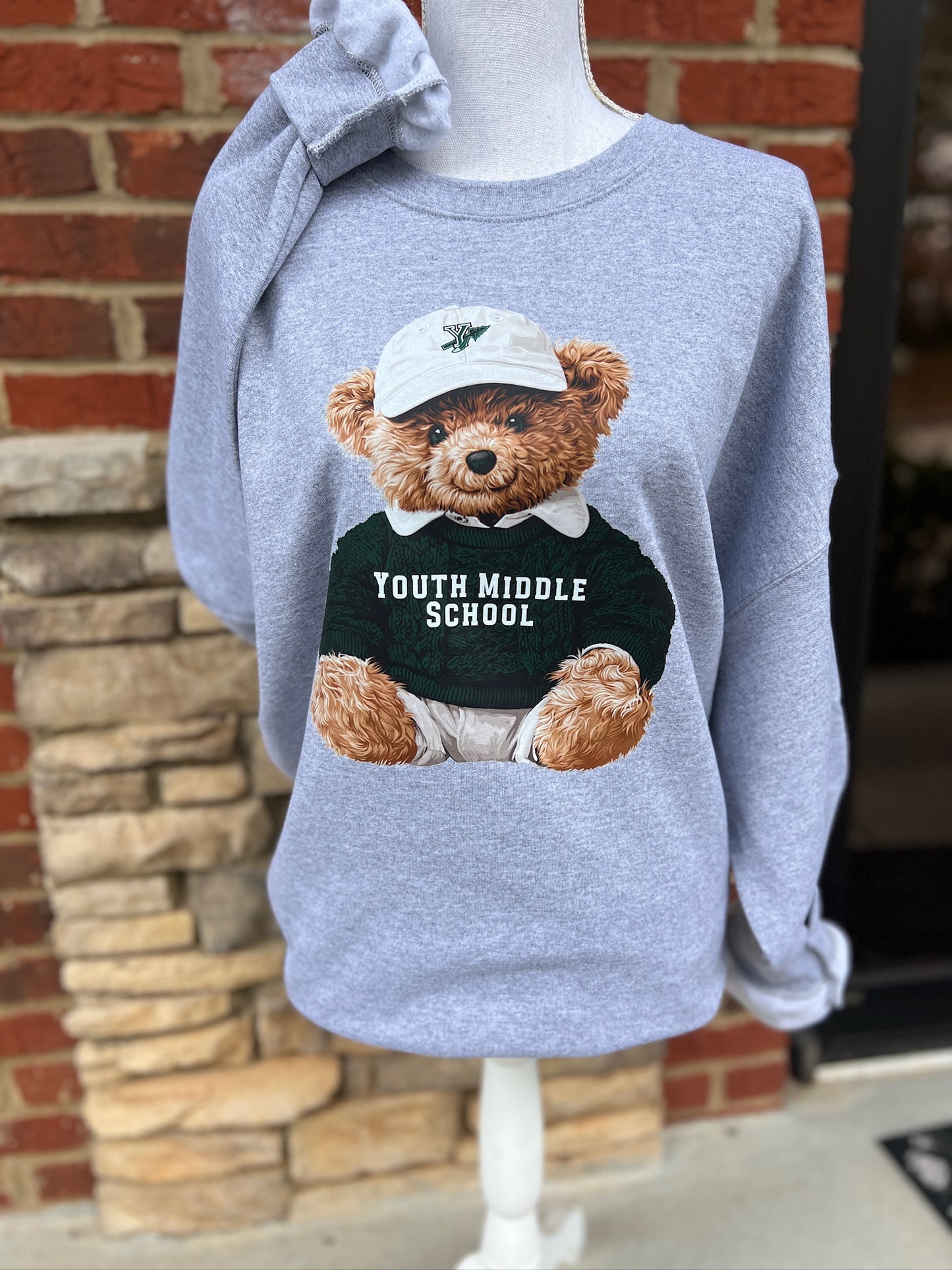 Teddy Bear School Spirit (Youth Middle) on Sport Gray