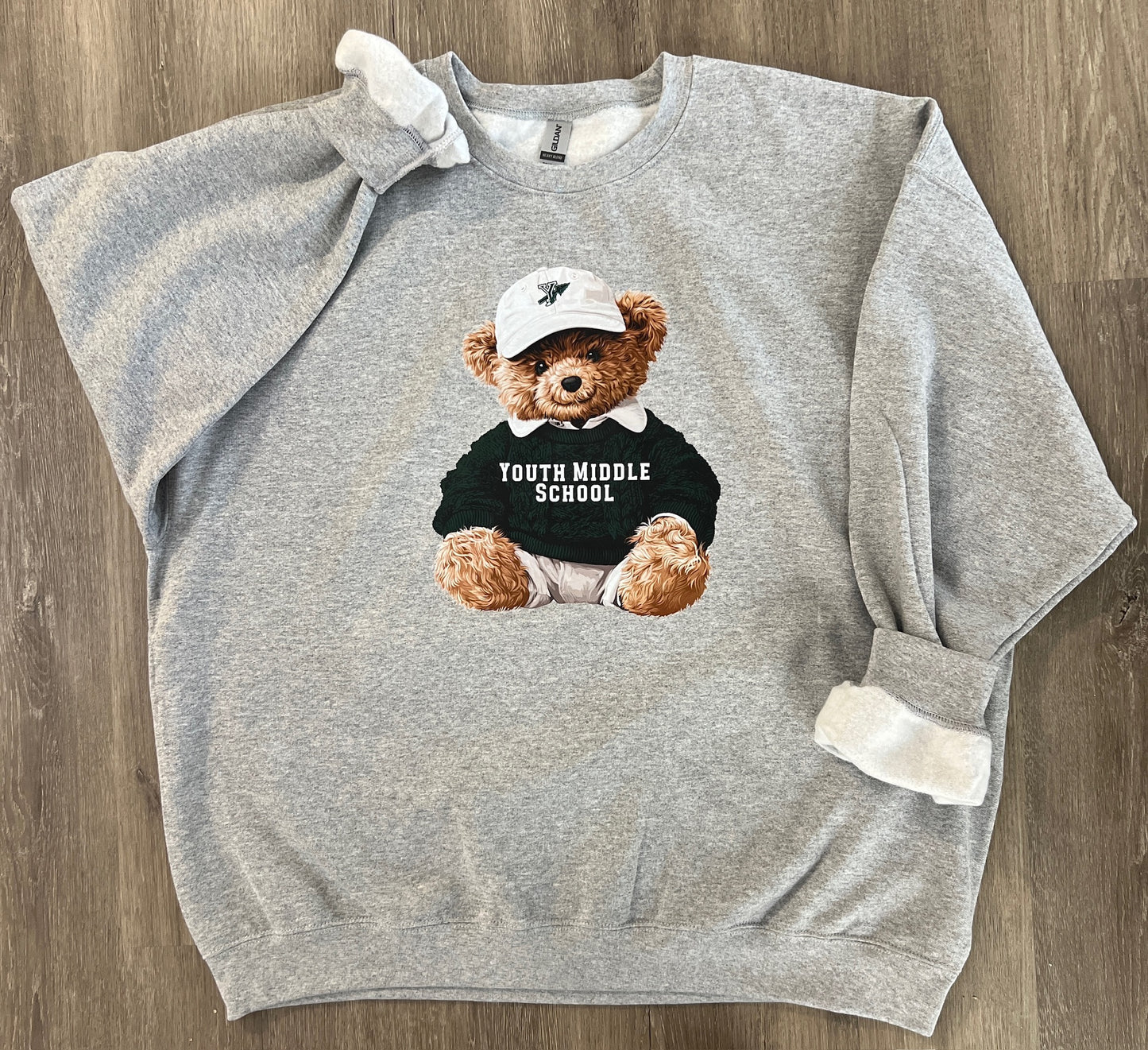 Teddy Bear School Spirit (Youth Middle) on Sport Gray