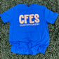 Colham Ferry Seersucker Spirit Tee - Yellow Seerksucker on Gildan Softstyle Royal