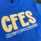 Colham Ferry Seersucker Spirit Tee - Yellow Seerksucker on Gildan Softstyle Royal