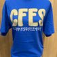 Colham Ferry Seersucker Spirit Tee - Yellow Seerksucker on Gildan Softstyle Royal
