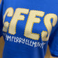 Colham Ferry Seersucker Spirit Tee - Yellow Seerksucker on Gildan Softstyle Royal
