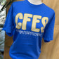 Colham Ferry Seersucker Spirit Tee - Yellow Seerksucker on Gildan Softstyle Royal