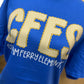 Colham Ferry Seersucker Spirit Tee - Yellow Seerksucker on Gildan Softstyle Royal