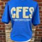 Colham Ferry Seersucker Spirit Tee - Yellow Seerksucker on Gildan Softstyle Royal