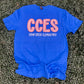 Camp Creek Seersucker Spirit Tee - Orange Seerksucker on Gildan Softstyle Royal