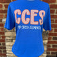 Camp Creek Seersucker Spirit Tee - Orange Seerksucker on Gildan Softstyle Royal