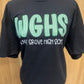 Walnut Grove High Seersucker Spirit Tee - Green Seerksucker on Gildan Softstyle Black
