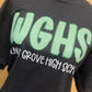 Walnut Grove High Seersucker Spirit Tee - Green Seerksucker on Gildan Softstyle Black