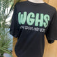 Walnut Grove High Seersucker Spirit Tee - Green Seerksucker on Gildan Softstyle Black
