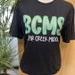 Bear Creek Middle Seersucker Spirit Tee - Green Seerksucker on Gildan Softstyle Black